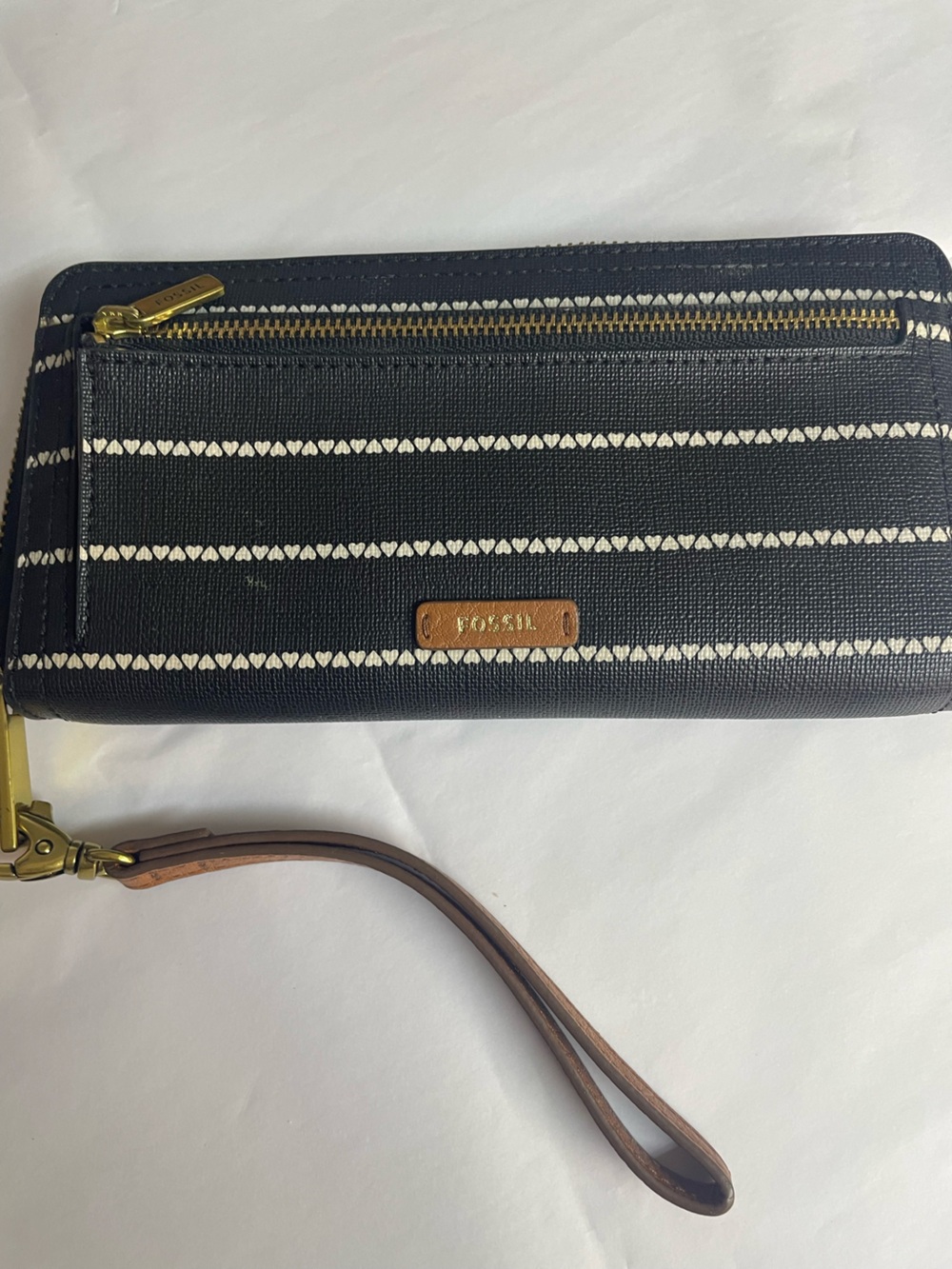 Fossil Navy Wristlet with Cream Stripe Accents